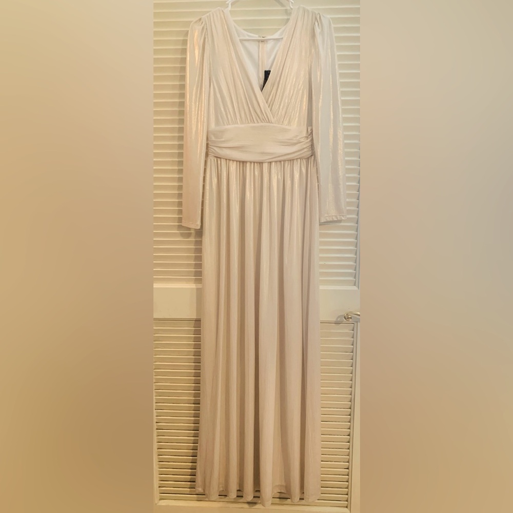 White and gold formal gown